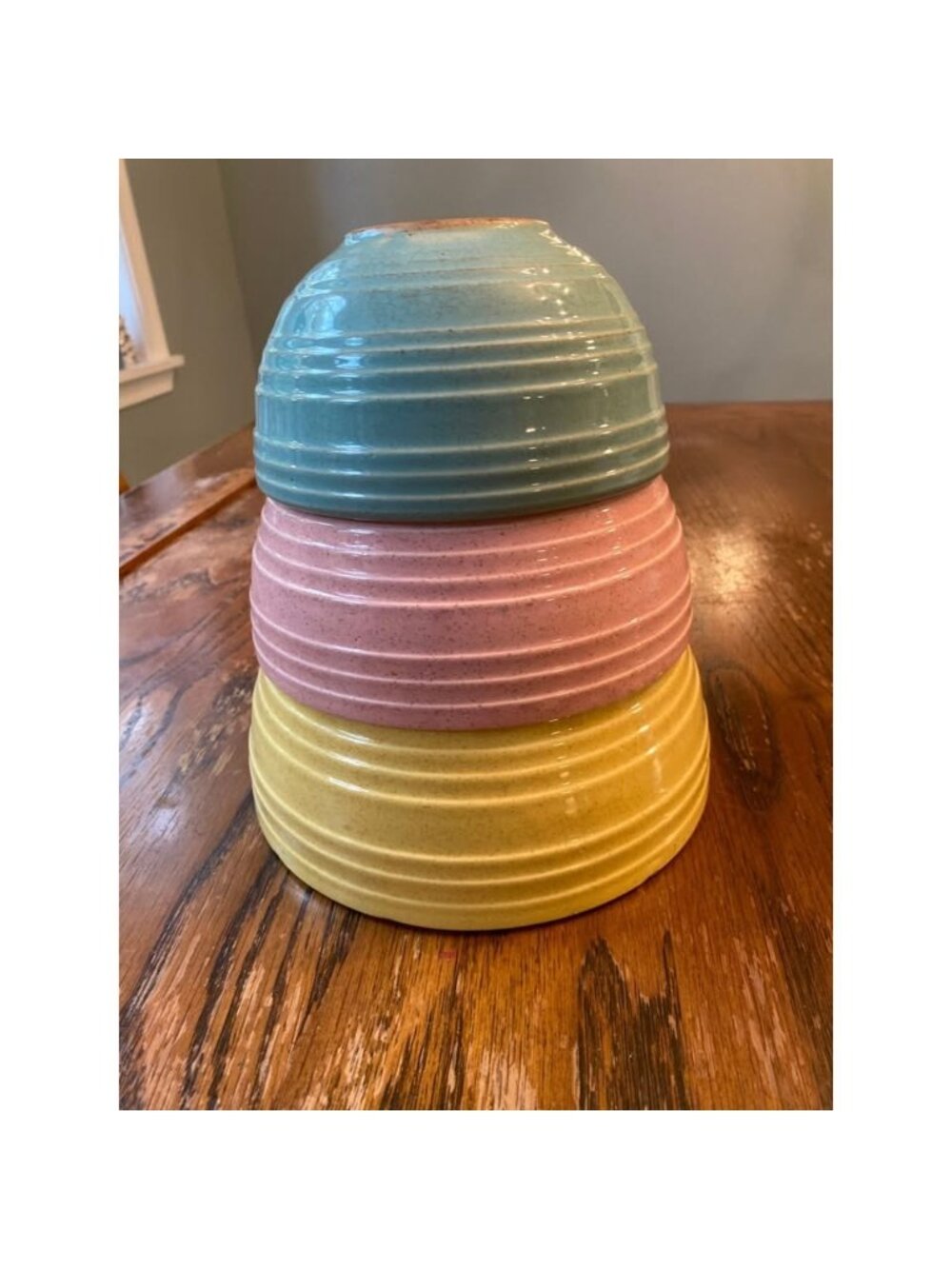 Mccoy Pastel Mixing Bowls Set Of 3 Beehive Pattern Speckled Colors Robin Egg Cir